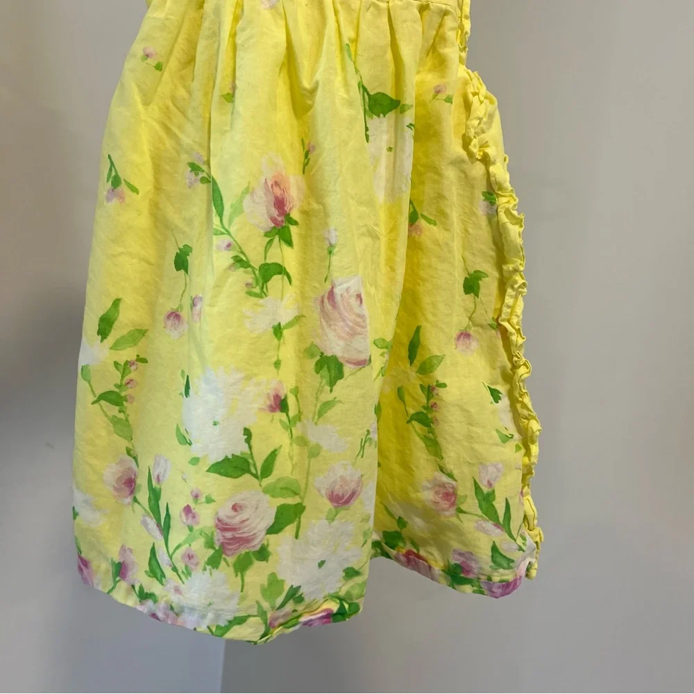 Janie & Jack yellow floral cotton ruffle dress size 2T